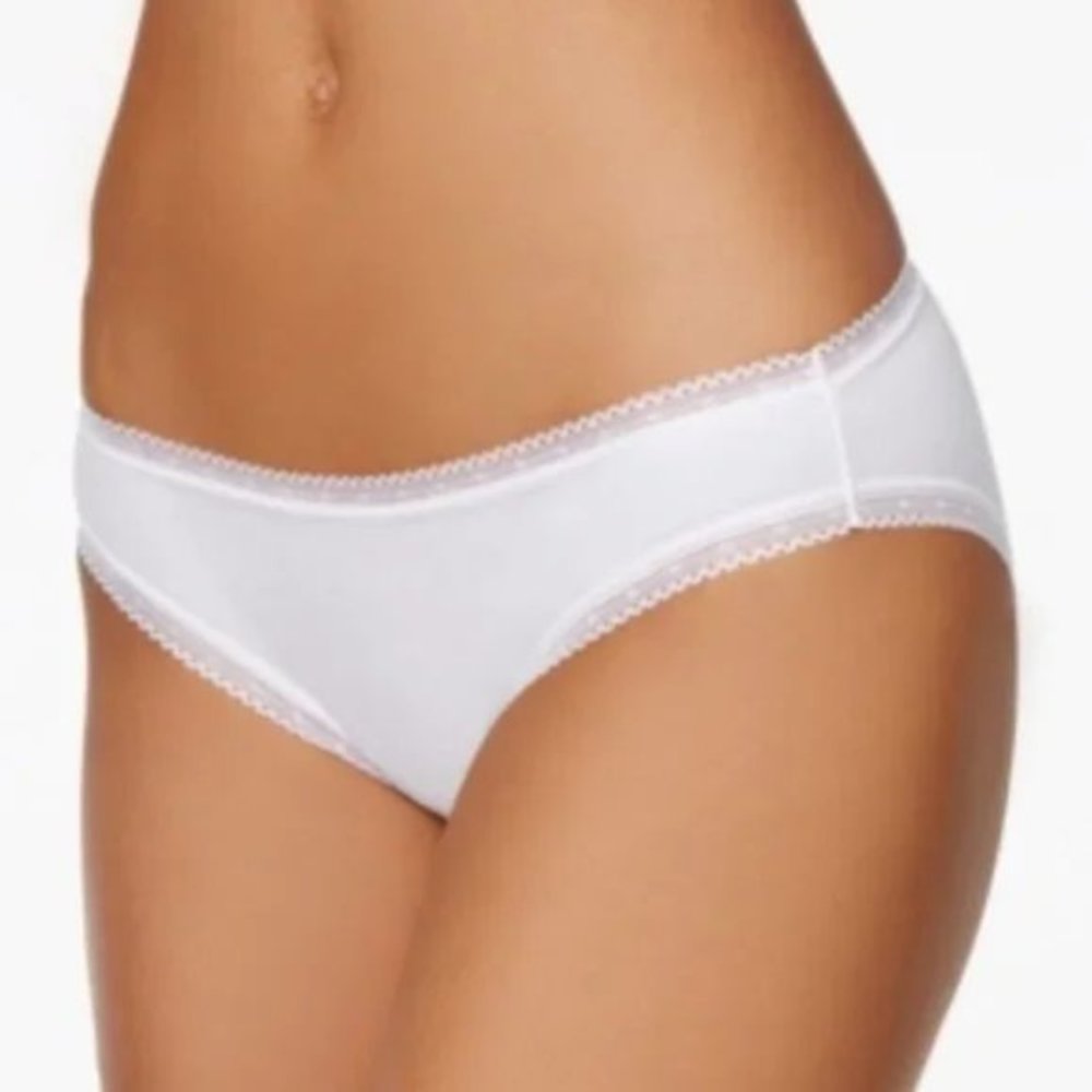 LAST ONE-Charter Club Cotton Lace-Trim Bikini-XXL White